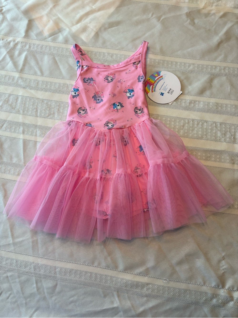 My Little Pony Pink Tulle Tiered Dress with Character Print